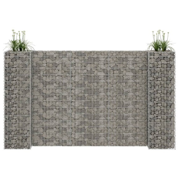 vidaXL H-förmiger Gabionen-Pflanzkorb Stahldraht 260x40x150 cm