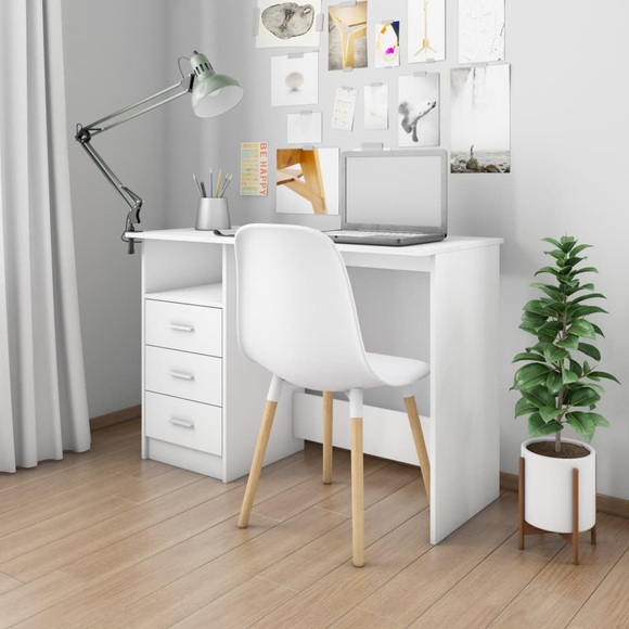 vidaXL Schreibtisch mit Schubladen Weiß 110×50×76 cm Spanplatte