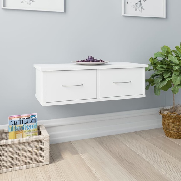 Wand-Schubladenregal Weiss 60x26x18,5 cm Spanplatte