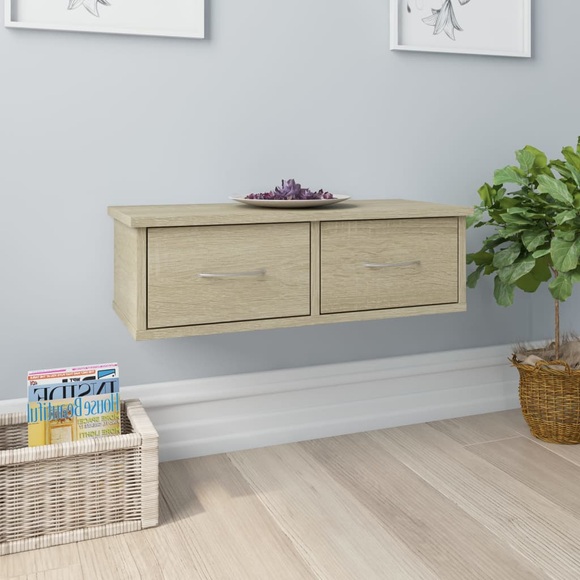 Wand-Schubladenregal Sonoma-Eiche 60x26x18,5 cm Spanplatte