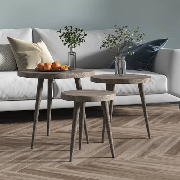 vidaXL 3-tlg. Beistelltisch-Set Grau MDF und Eisen