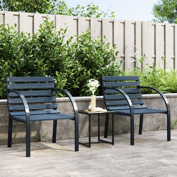 vidaXL Gartenstühle 2 Stk. Grau Holz