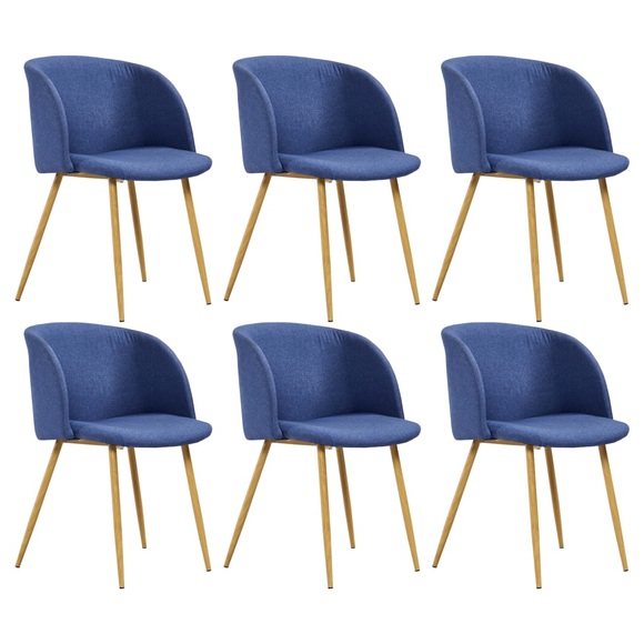 vidaXL Esszimmerstühle 6 Stk. Blau Stoff