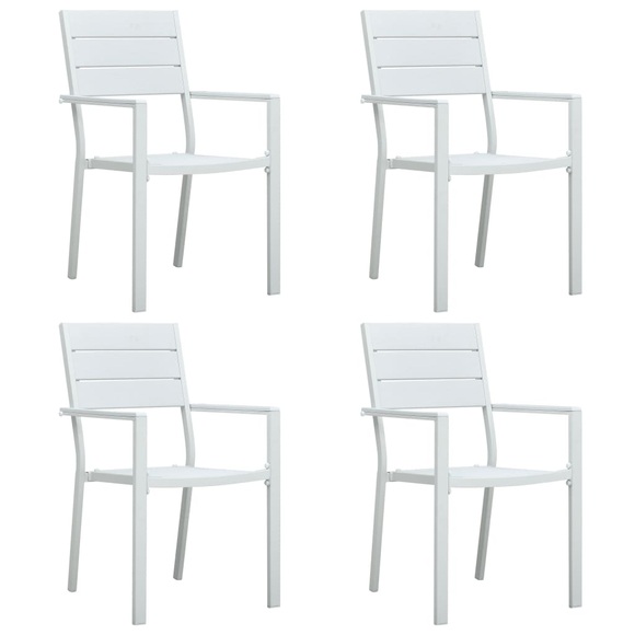 vidaXL Gartenstühle 4 Stk. Weiß HDPE Holz-Optik
