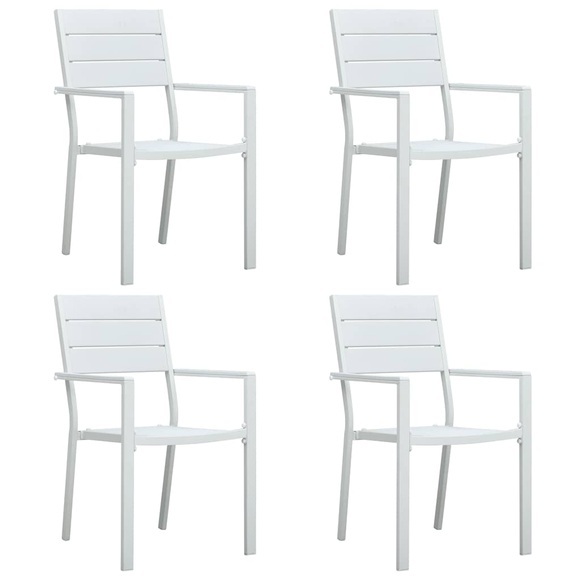 vidaXL Gartenstühle 4 Stk. Weiß HDPE Holz-Optik