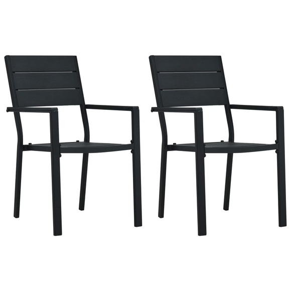 vidaXL Gartenstühle 2 Stk. Schwarz HDPE Holz-Optik