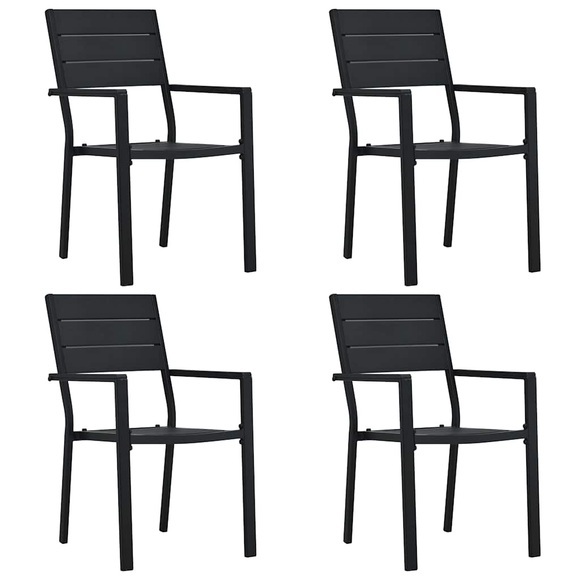 vidaXL Gartenstühle 4 Stk. Schwarz HDPE Holz-Optik
