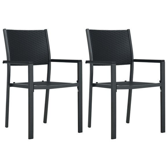 vidaXL Gartenstühle 2 Stk. Schwarz Kunststoff Rattan-Optik