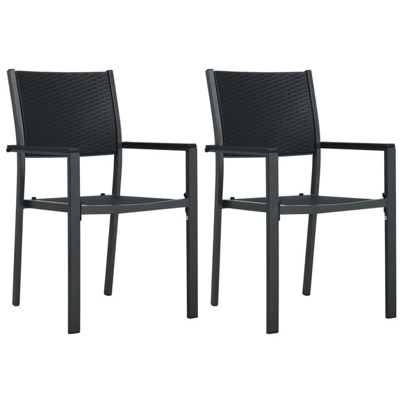 vidaXL Gartenstühle 2 Stk. Schwarz Kunststoff Rattan-Optik