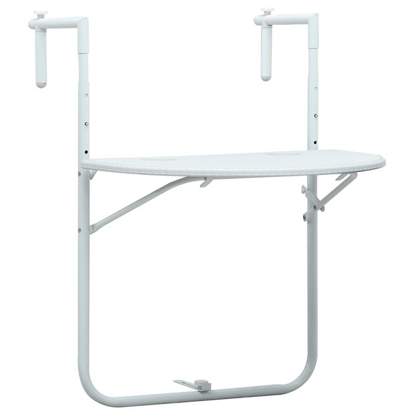 vidaXL Balkonhängetisch Weiß 60 x 64 x 83,5 cm Kunststoff Rattanoptik