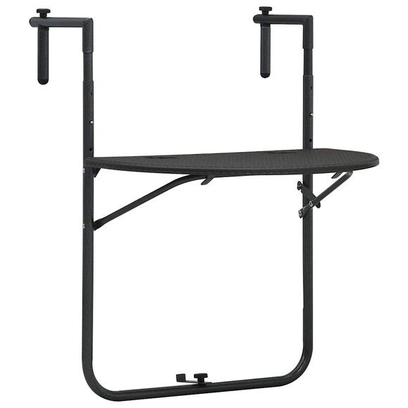 vidaXL Balkonhängetisch Braun 60x64x83,5 cm Kunststoff Rattanoptik