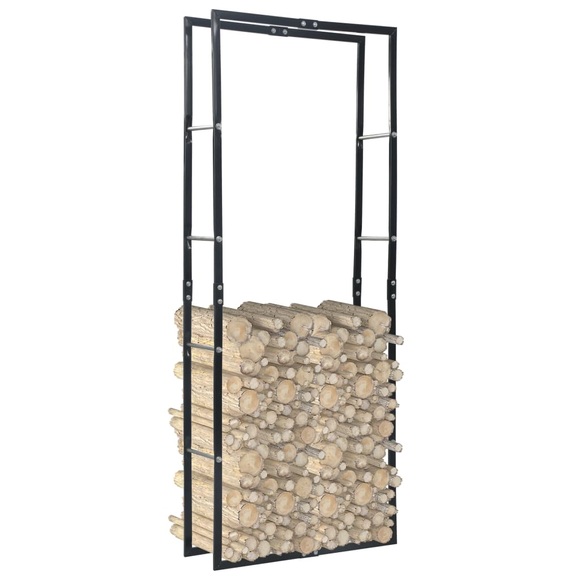 vidaXL Brennholzregal Schwarz 80×25×200 cm Stahl