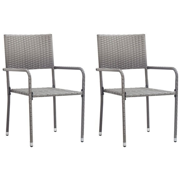 vidaXL Gartenstühle 2 Stk. Poly Rattan Grau