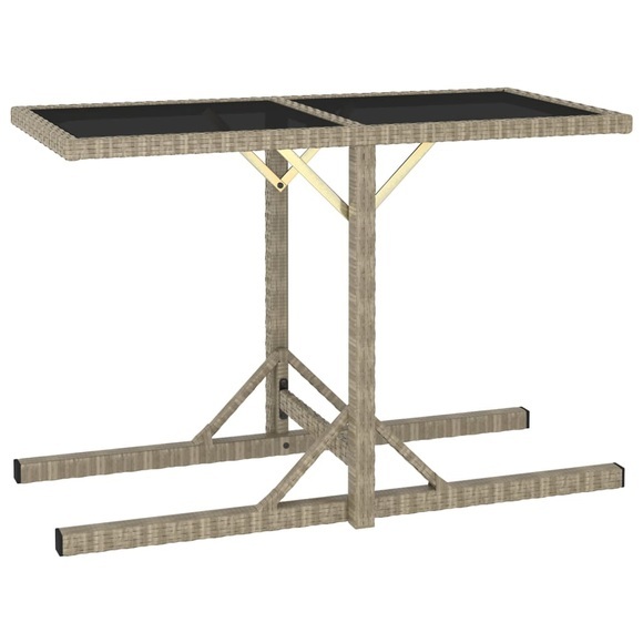 vidaXL Gartentisch Beige 110×53×72 cm Glas und Poly Rattan
