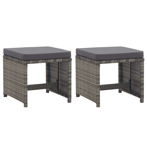 Gartenhocker 2 Stk. mit Sitzkissen Poly Rattan Anthrazit