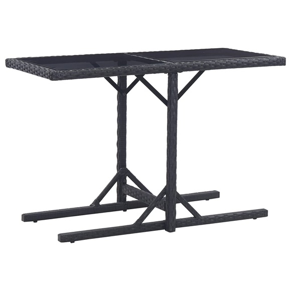 vidaXL Gartentisch Schwarz 110×53×72 cm Glas und Poly Rattan