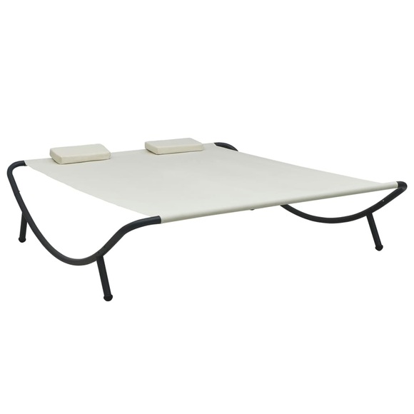 vidaXL Outdoor-Loungebett Stoff Cremeweiß