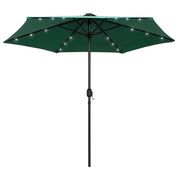 vidaXL Sonnenschirm mit LED-Leuchten & Aluminium-Mast 270 cm Grün