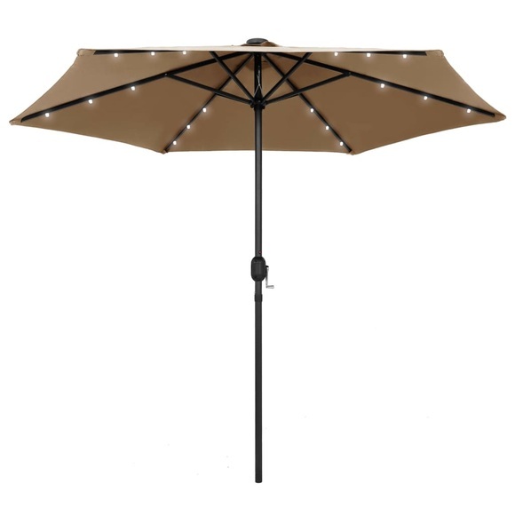 Sonnenschirm mit LED-Leuchten & Aluminium-Mast 270 cm Taupe