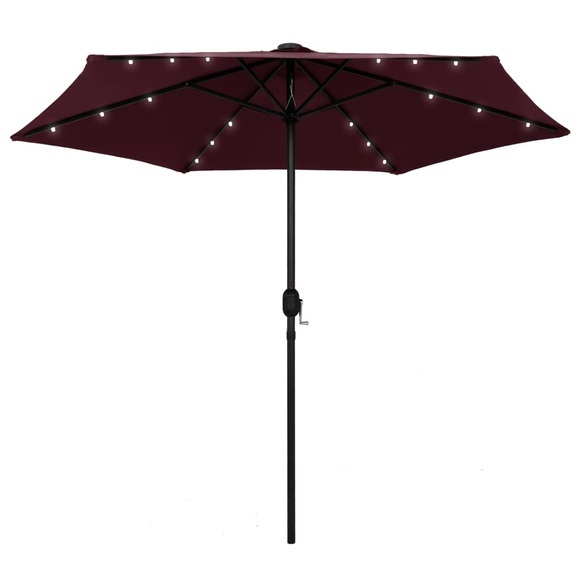 Sonnenschirm mit LED-Leuchten Aluminium-Mast 270 cm Bordeauxrot