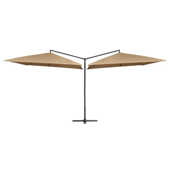 vidaXL Doppelsonnenschirm mit Stahlmast 250×250 cm Taupe