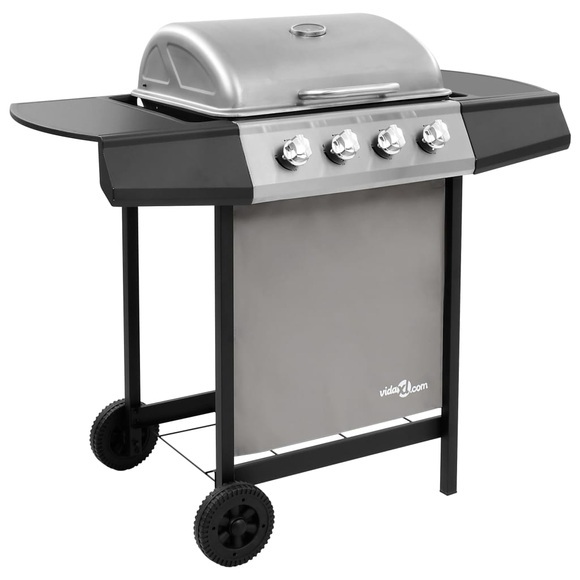 Gasgrill mit 4 Brennern Schwarz und Silbern