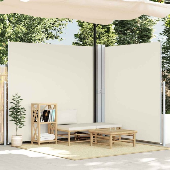 Ausziehbare Seitenmarkise Doppelt 170 x 600 cm Creme