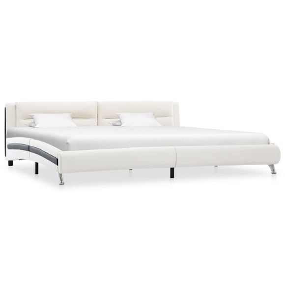 vidaXL Bettgestell Weiß Kunstleder 140×200 cm
