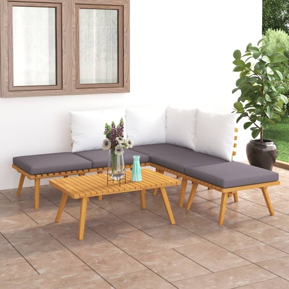 6-tlg. Garten-Lounge-Set Massivholz Akazie