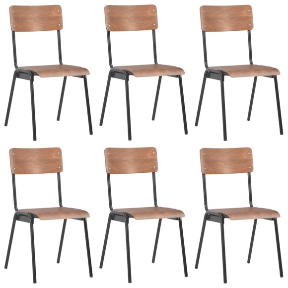 vidaXL Esszimmerstühle 6 Stk. Braun Sperrholz