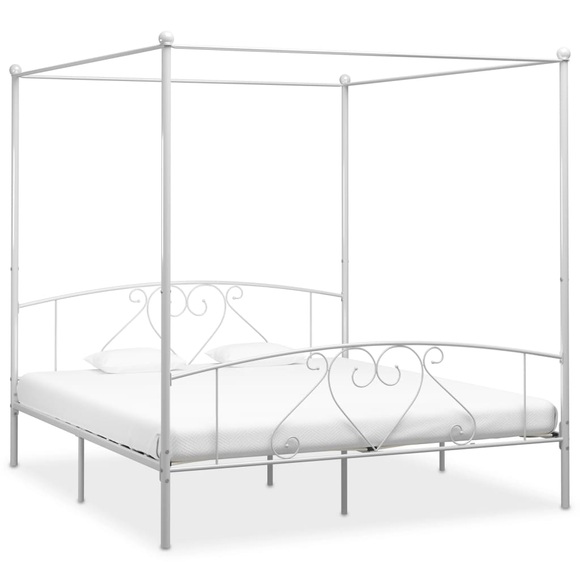 Himmelbett-Gestell Weiss Metall 180 x 200 cm