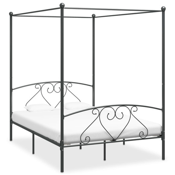 Himmelbett-Gestell Grau Metall 160 x 200 cm