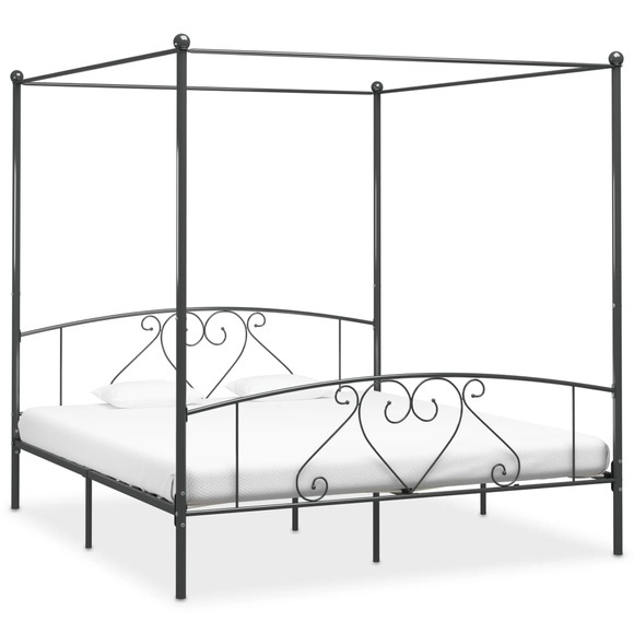 Himmelbett-Gestell Grau Metall 180 x 200 cm