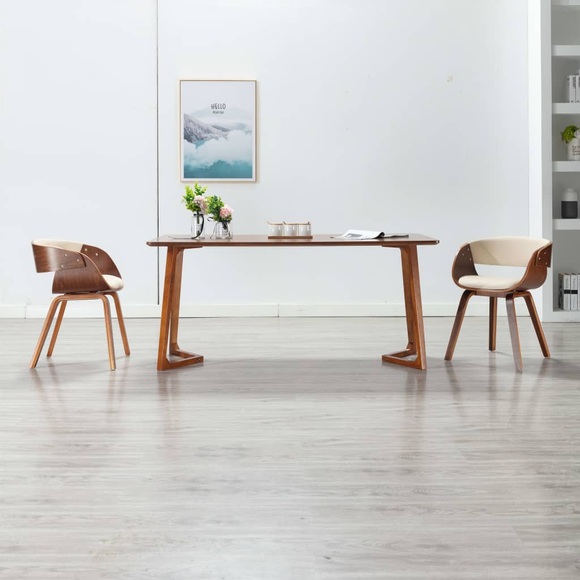 vidaXL Esszimmerstühle 2 Stk. Creme Bugholz und Kunstleder