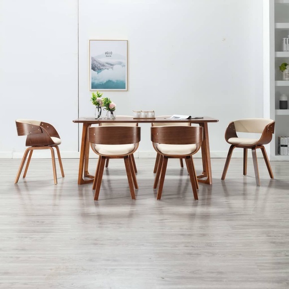 vidaXL Esszimmerstühle 6 Stk. Creme Bugholz und Kunstleder