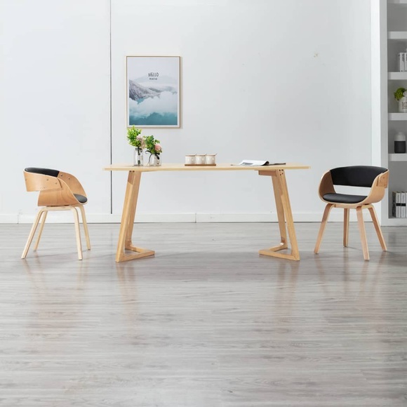 vidaXL Esszimmerstühle 2 Stk. Schwarz Bugholz und Kunstleder