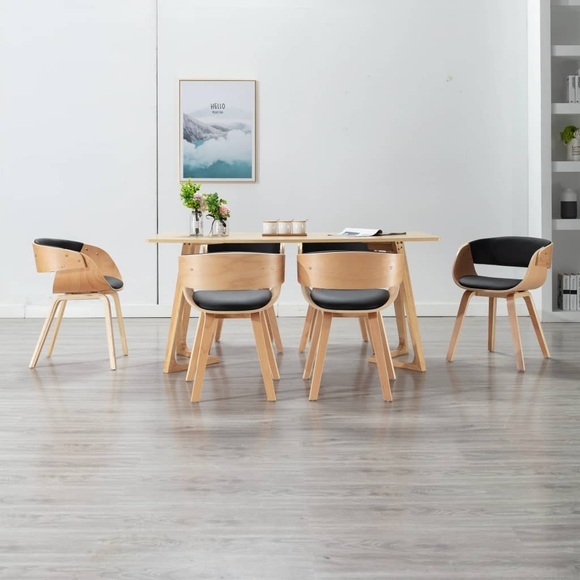 vidaXL Esszimmerstühle 6 Stk. Schwarz Bugholz und Kunstleder