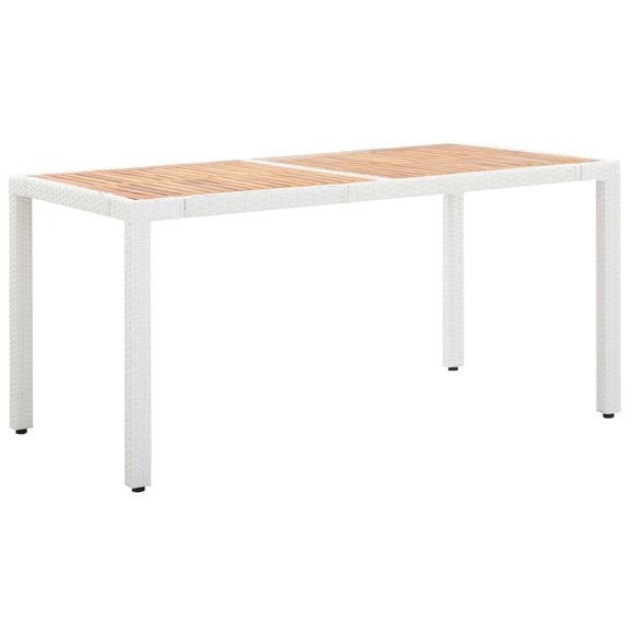 vidaXL Gartentisch Weiß 150x90x75 cm Poly Rattan und Massivholz Akazie