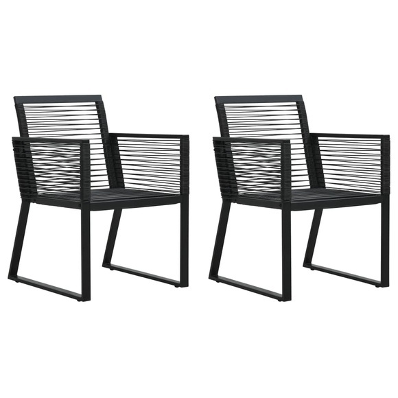 vidaXL Gartenstühle 2 Stk. Schwarz PVC Rattan
