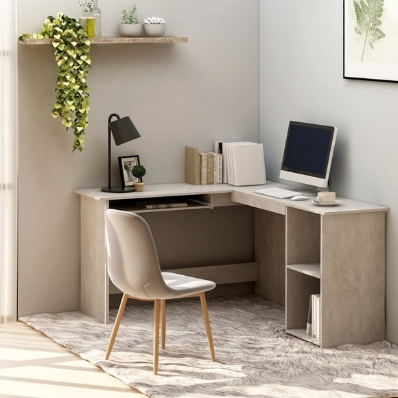 vidaXL Eckschreibtisch in L-Form Betongrau 120×140×75 cm Spanplatte