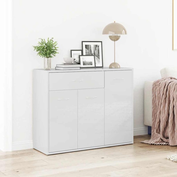 vidaXL Sideboard Hochglanz-Weiß 88×30×70 cm Spanplatte