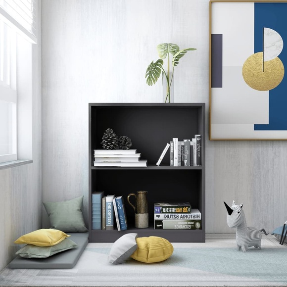 vidaXL Bücherregal Grau 60×24×74,5 cm Spanplatte