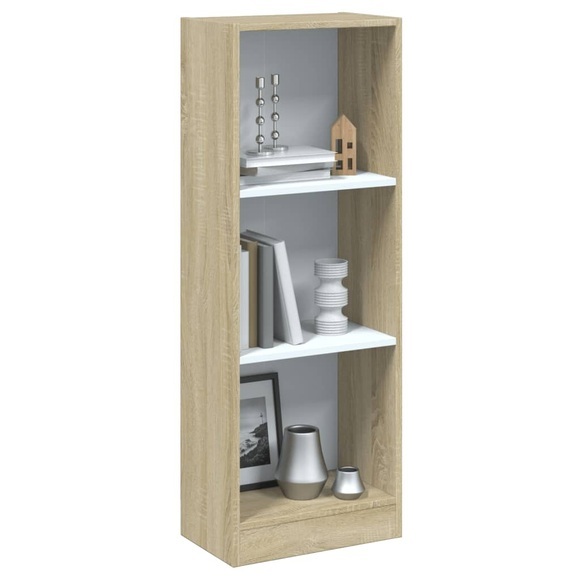 vidaXL Bücherregal 3 Fächer Weiß Sonoma-Eiche 40x24x108 cm Spanplatte
