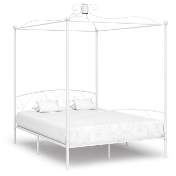 Himmelbett-Gestell Weiss Metall 180 x 200 cm