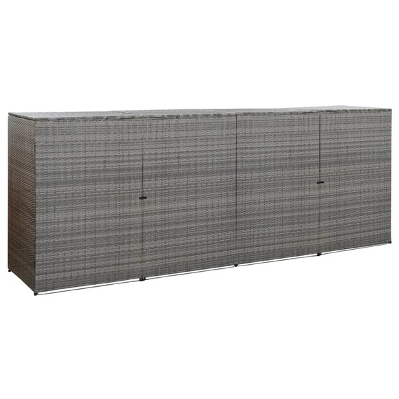 vidaXL Mülltonnenbox für 4 Tonnen Anthrazit 305x78x120 cm Poly Rattan