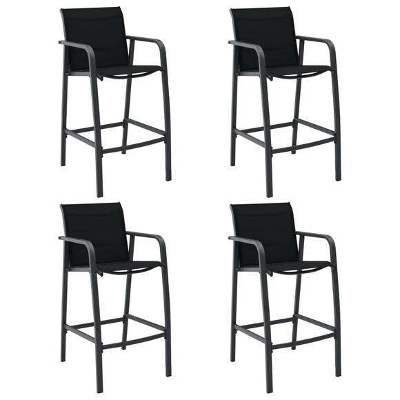 vidaXL Garten-Barstühle 4 Stk. Schwarz Textilene