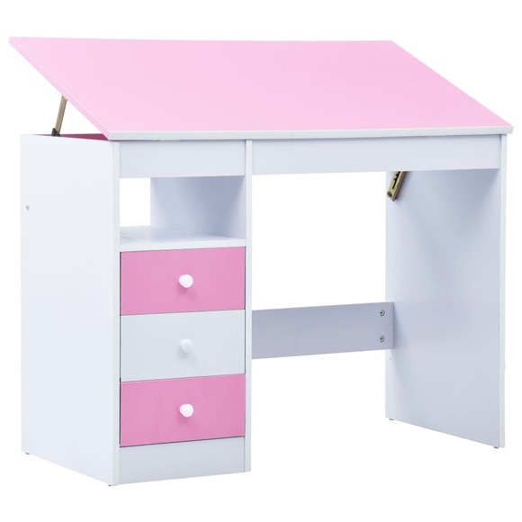 Kinderschreibtisch Kippbar Rosa und Weiss