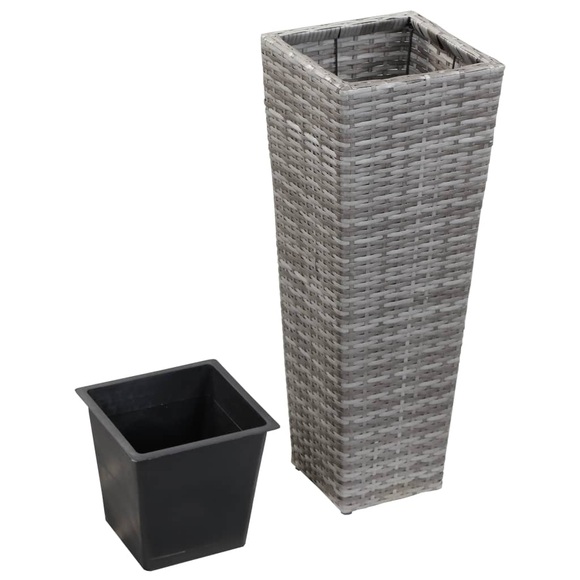 vidaXL Garten-Hochbeet 30 x 30 x 80 cm Poly Rattan Grau