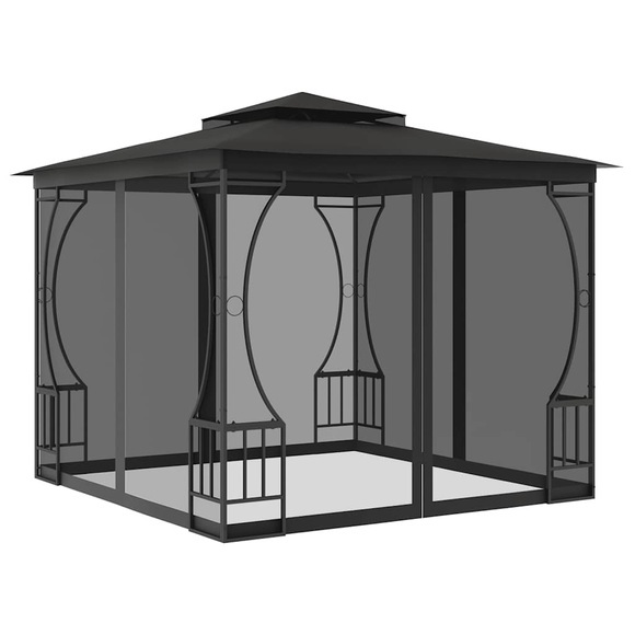 vidaXL Pavillon mit Vorhängen 300x300x265 cm Anthrazit