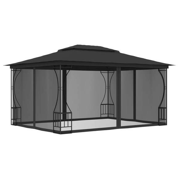 vidaXL Pavillon mit Vorhängen 300x400x265 cm Anthrazit